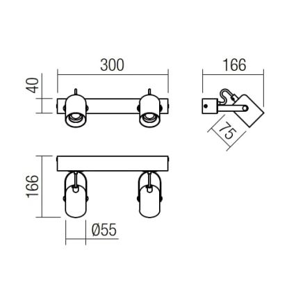 Redo 01-2416 - Zidna svjetiljka TAFFI 2xE27/42W/230V crna/bukva