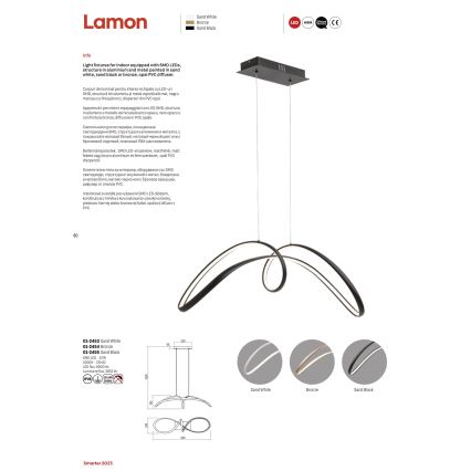 Redo 01-2454 - LED Luster na sajli LAMON LED/57W/230V zlatna