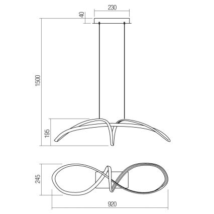 Redo 01-2454 - LED Luster na sajli LAMON LED/57W/230V zlatna