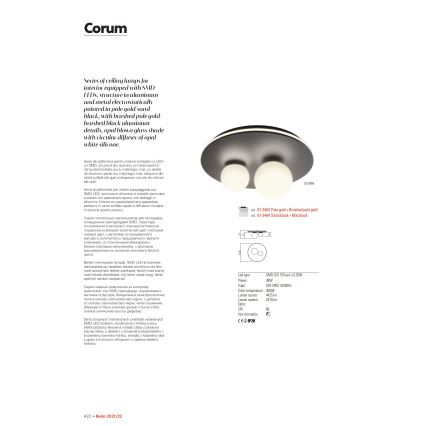 Redo 01-2466 - LED stropno svjetlo CORUM LED/48W/230V 3000K CRI 90 crna