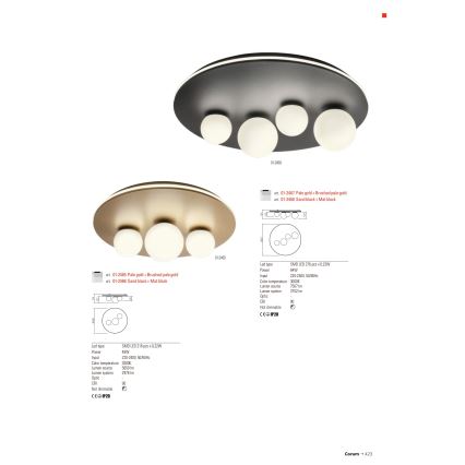 Redo 01-2466 - LED stropno svjetlo CORUM LED/48W/230V 3000K CRI 90 crna
