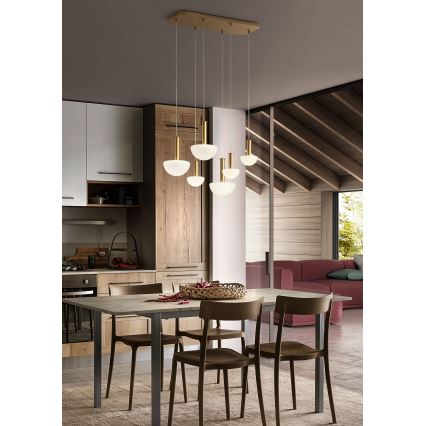 Redo 01-2476 - Viseći luster na sajli LUMIEN 6xG9/10W/230V zlatna/bijela