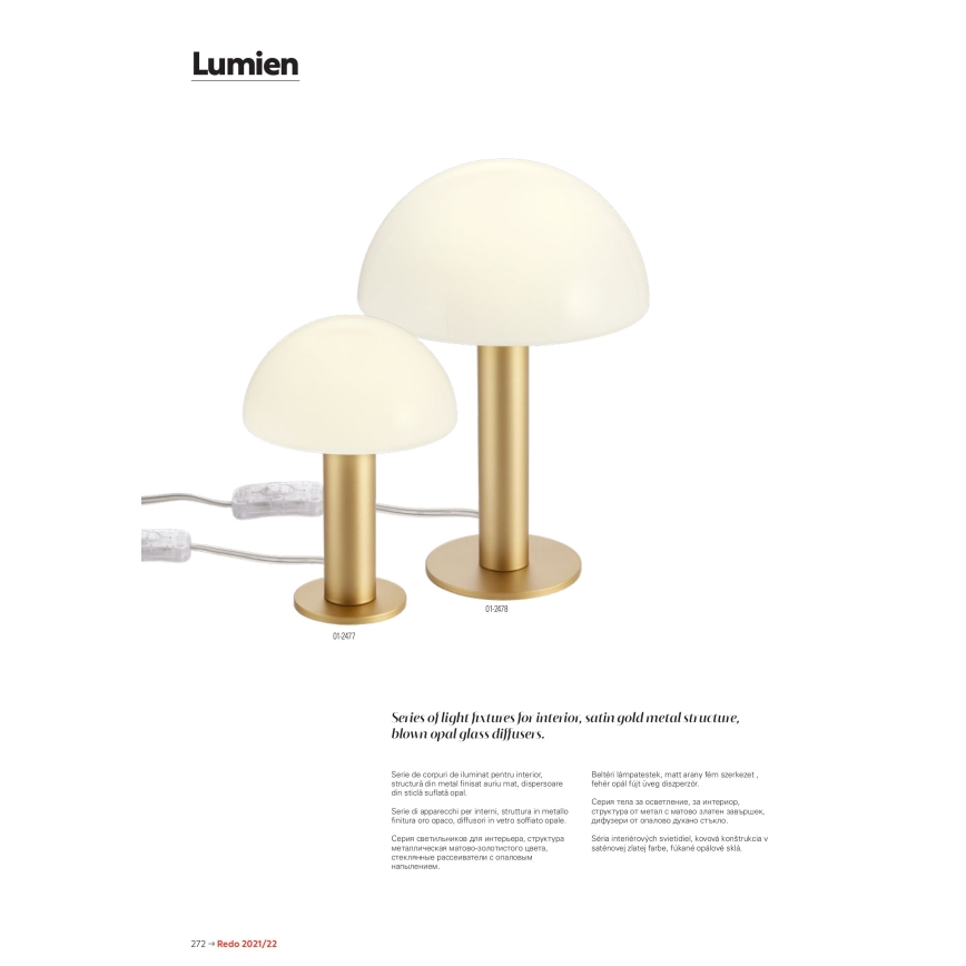 Redo 01-2476 - Viseći luster na sajli LUMIEN 6xG9/10W/230V zlatna/bijela