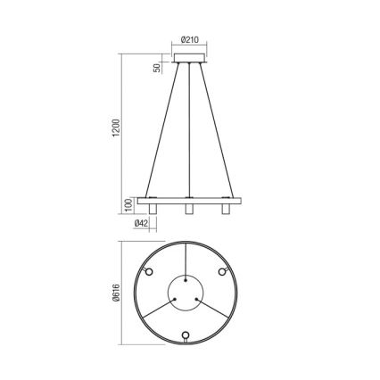 Redo 01-2490 - LED Luster na sajli SUMMIT LED/38W/230V CRI 90 pr. 61,6 cm zlatna