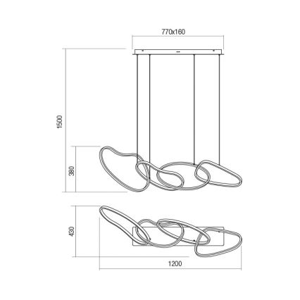 Redo 01-2594 - LED Prigušivi luster na sajli BIAS LED/87,4W/230V CRI 90 3000K bijela