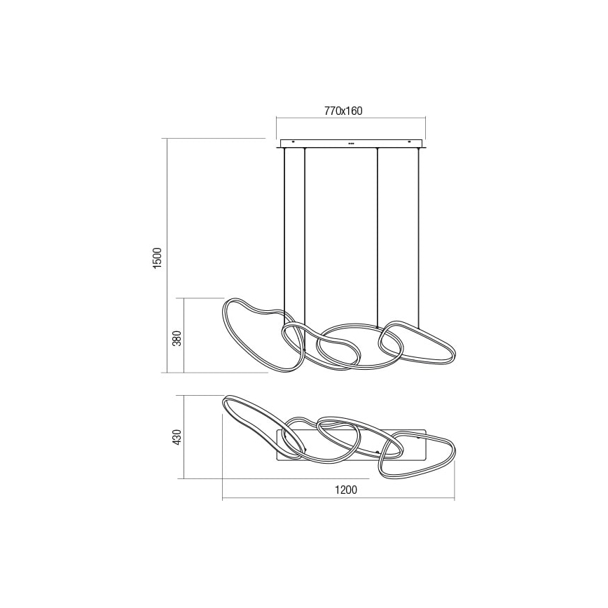 Redo 01-2594 - LED Prigušivi luster na sajli BIAS LED/87,4W/230V CRI 90 3000K bijela