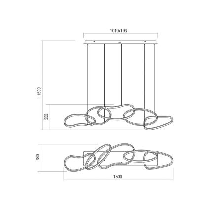 Redo 01-2599 - LED Prigušivi luster na sajli BIAS LED/108,6W/230V CRI 90 3000K crna