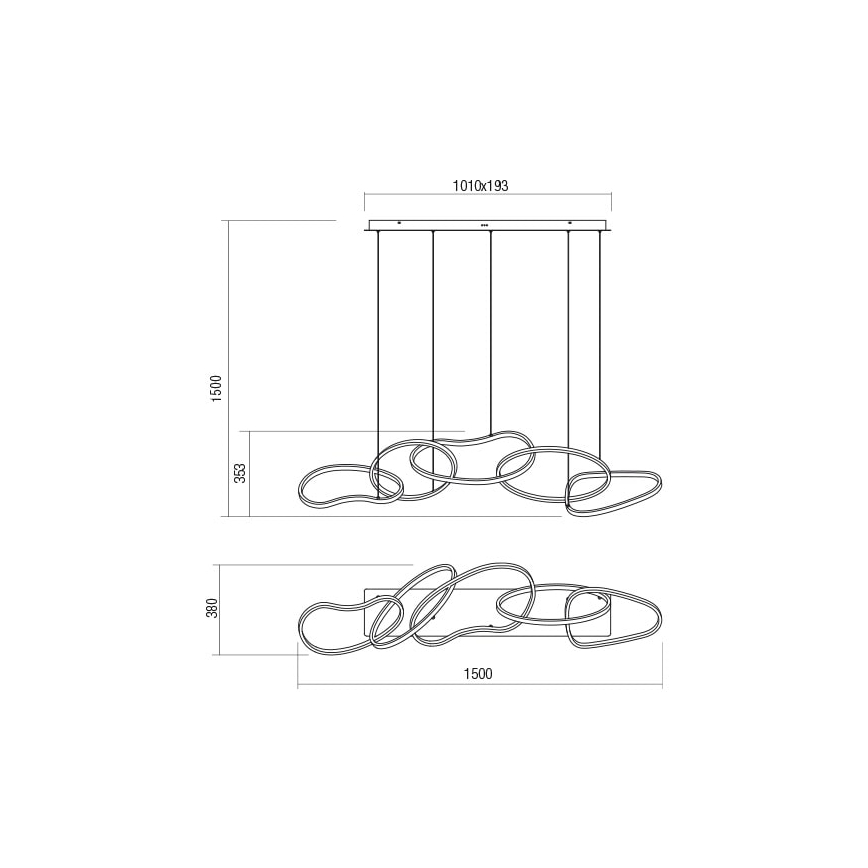 Redo 01-2599 - LED Prigušivi luster na sajli BIAS LED/108,6W/230V CRI 90 3000K crna