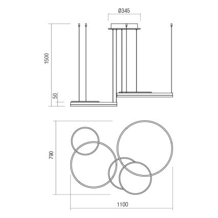 Redo 01-2610 - LED prigušivač lustera na užetu SIGUA LED/114W/230V CRI 90 3000K smeđa