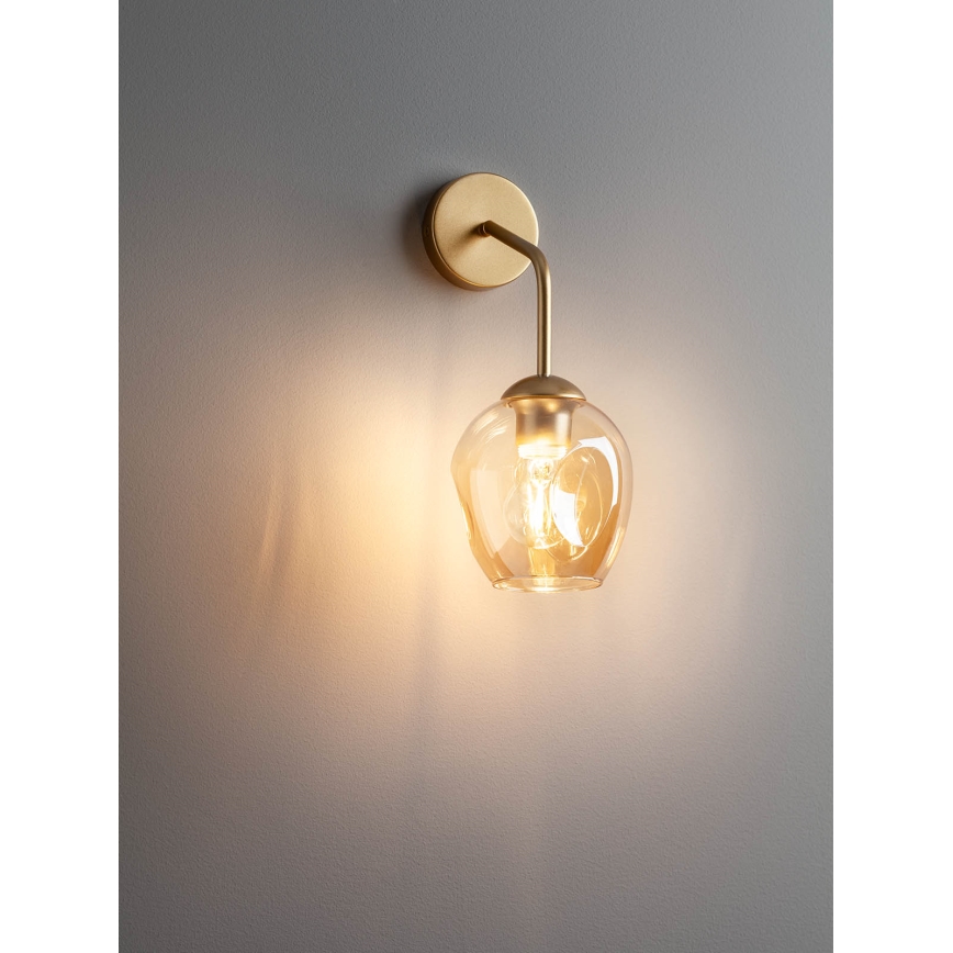 Redo 01-2617 - Zidna lampa PIERCE 1xE27/42W/230V zlatna/dimna