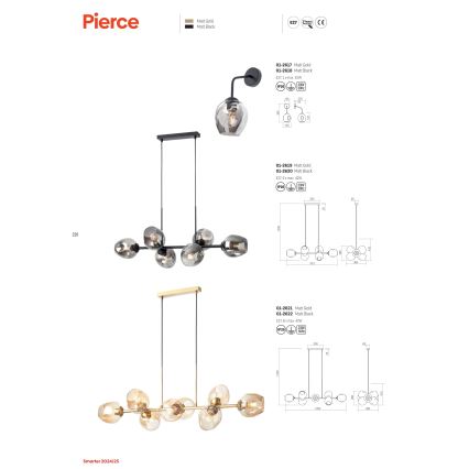 Redo 01-2617 - Zidna lampa PIERCE 1xE27/42W/230V zlatna/dimna