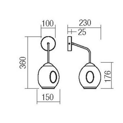 Redo 01-2617 - Zidna lampa PIERCE 1xE27/42W/230V zlatna/dimna