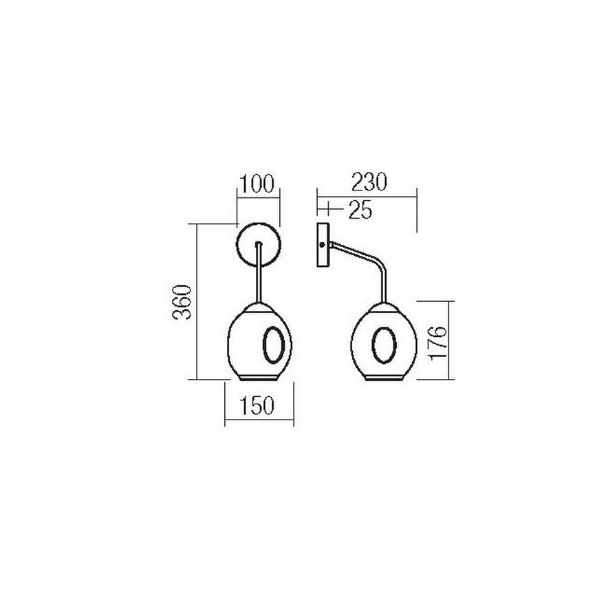 Redo 01-2617 - Zidna lampa PIERCE 1xE27/42W/230V zlatna/dimna