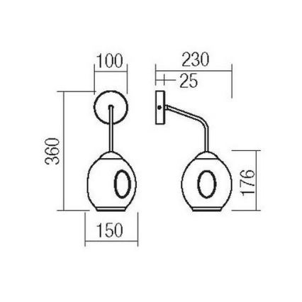 Redo 01-2618 - Zidna lampa PIERCE 1xE27/42W/230V crna/dimna
