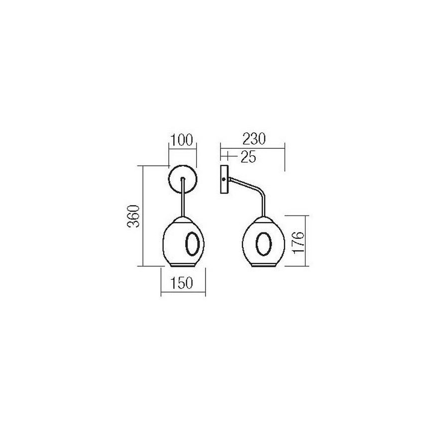 Redo 01-2618 - Zidna lampa PIERCE 1xE27/42W/230V crna/dimna
