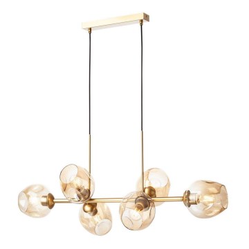 Redo 01-2619 - Luster na sajli PIERCE 6xE27/42W/230V zlatna/dimna