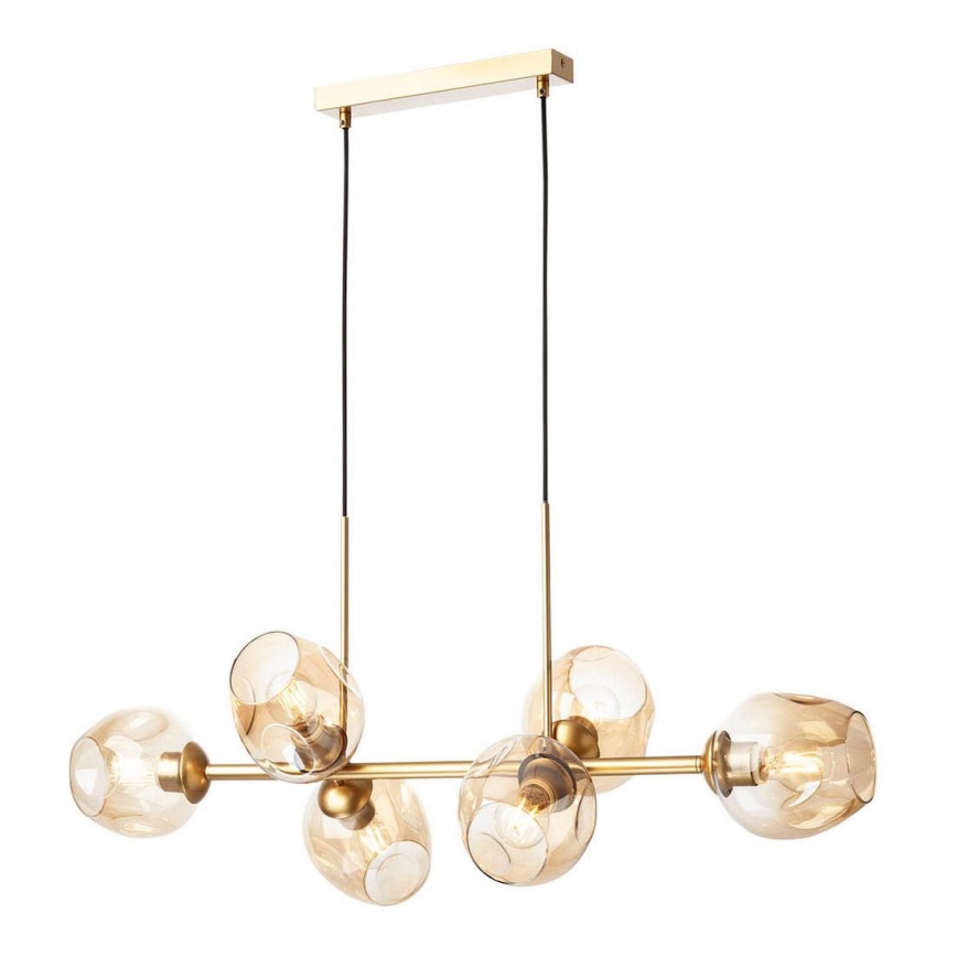 Redo 01-2619 - Luster na sajli PIERCE 6xE27/42W/230V zlatna/dimna