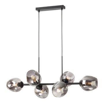 Redo 01-2620 - Luster na sajli PIERCE 6xE27/42W/230V crna/dimna