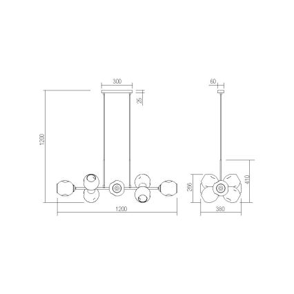 Redo 01-2620 - Luster na sajli PIERCE 6xE27/42W/230V crna/dimna