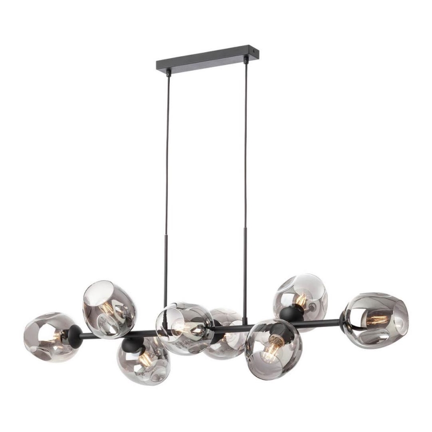 Redo 01-2622 - Luster na sajli PIERCE 8xE27/42W/230V crna/dimna