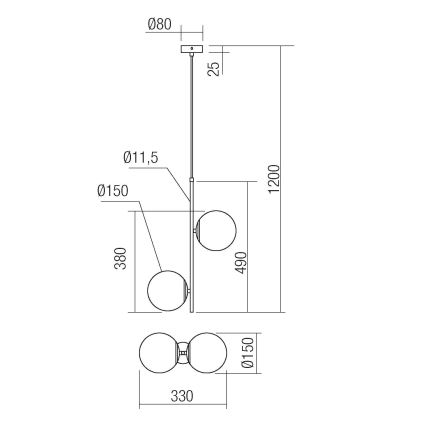 Redo 01-2625 - Luster na sajli NIVA 2xE14/28W/230V