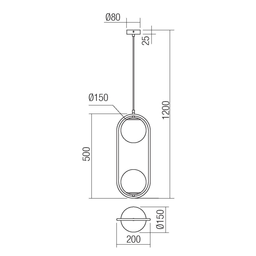 Redo 01-2626 - Luster na sajli NIVA 2xE14/28W/230V