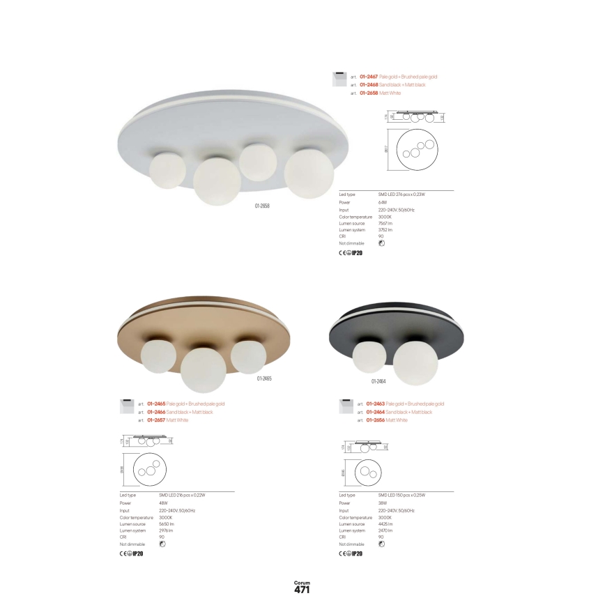 Redo 01-2657 - LED stropno svjetlo CORUM LED/48W/230V 3000K CRI 90 bijela