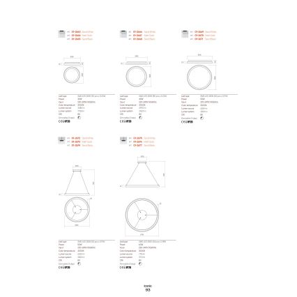 Redo 01-2673 - LED Prigušivi luster na sajli ICONIC LED/50W/230V pr. 58 cm zlatna