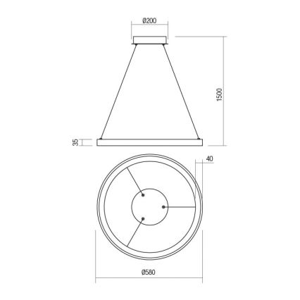 Redo 01-2673 - LED Prigušivi luster na sajli ICONIC LED/50W/230V pr. 58 cm zlatna