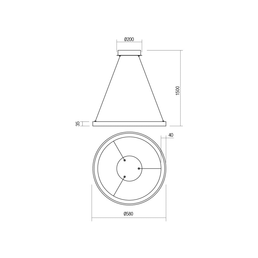 Redo 01-2674 - LED Prigušivi luster na sajli ICONIC LED/50W/230V pr. 58 cm crna