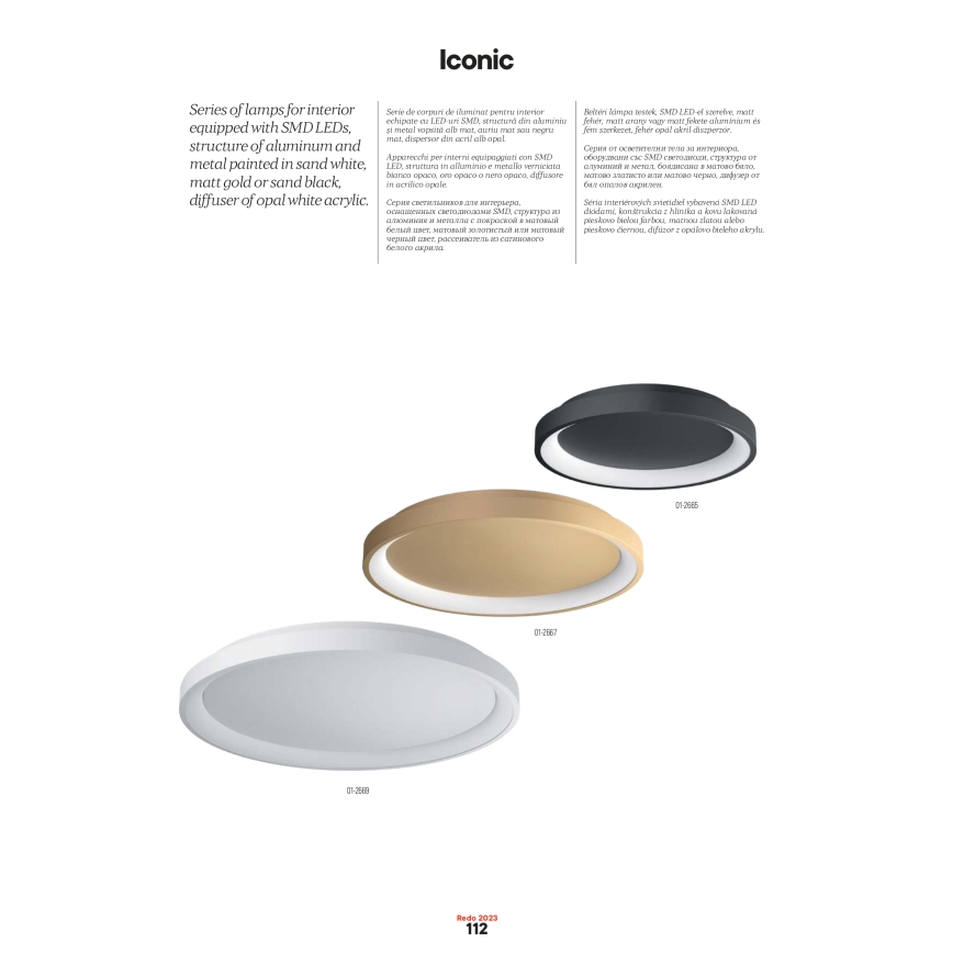 Redo 01-2675 - LED luster s mogućnošću prigušivanja na sajli ICONIC LED/60W/230V, Ø 78 cm, bijela