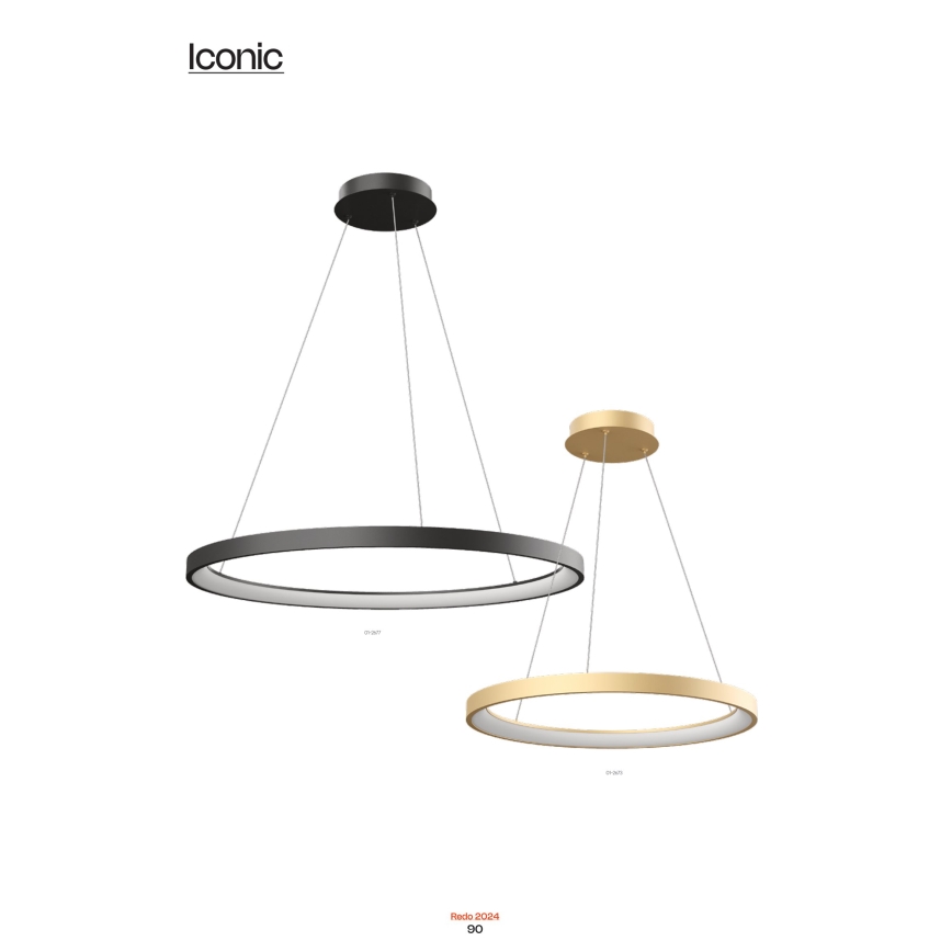 Redo 01-2676 - LED Prigušivi luster na sajli ICONIC LED/60W/230V pr. 78 cm zlatna