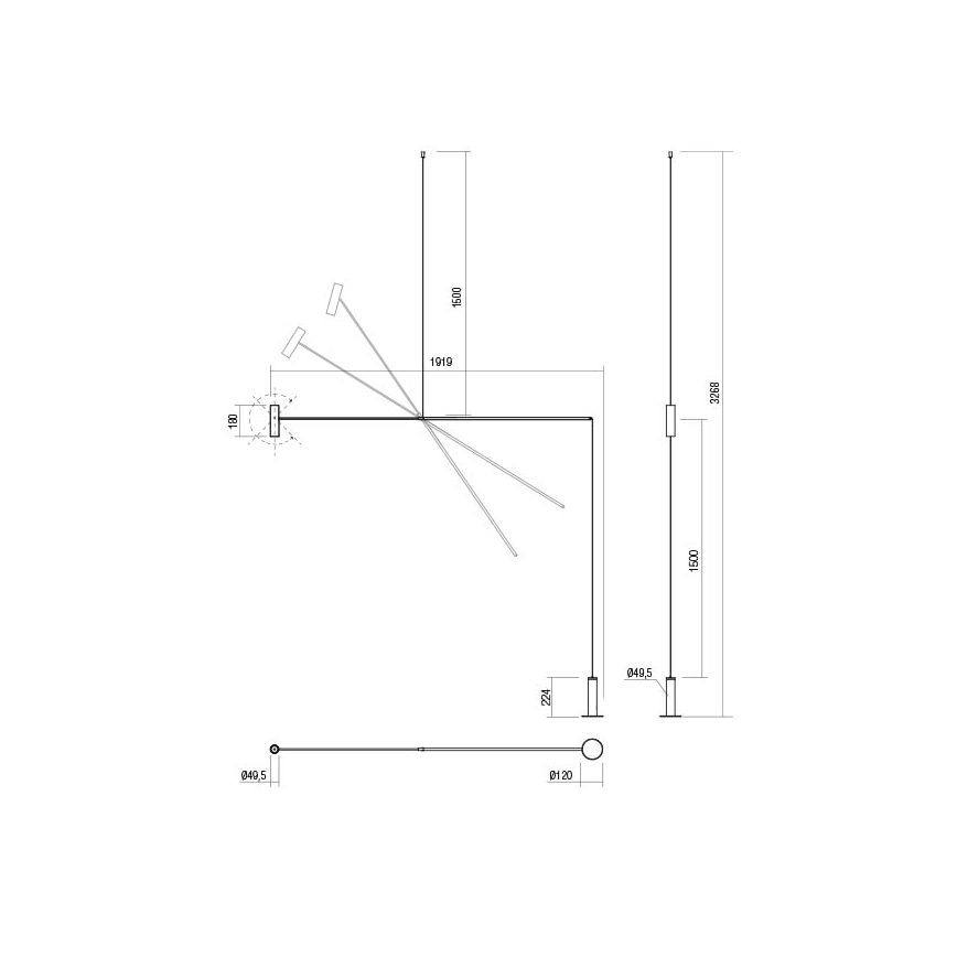 Redo 01-2695 - LED Prigušiva podna lampa PICAS LED/12W/230V crna
