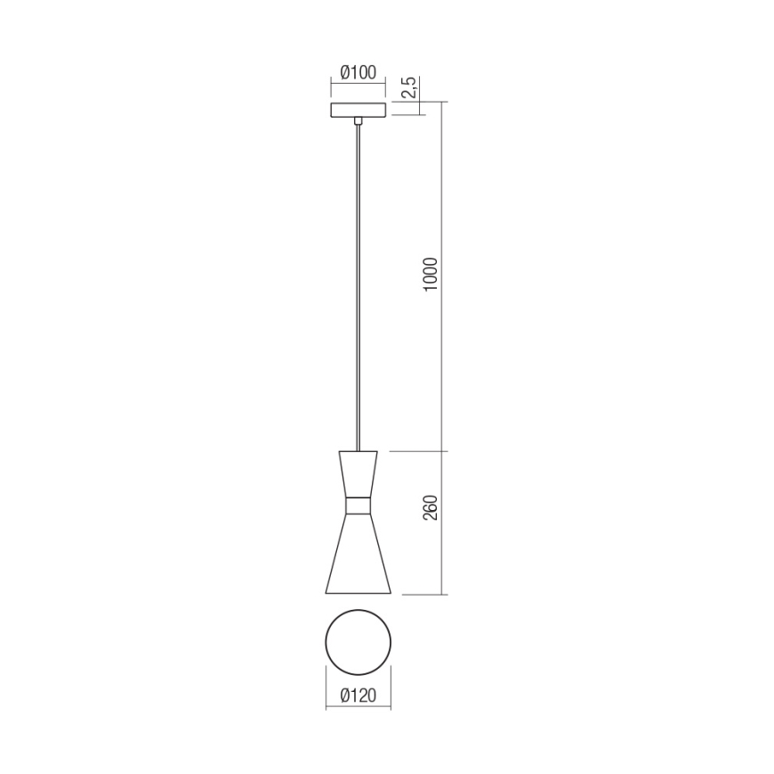 Redo 01-2711 - Luster na sajli KILT 1xE27/42W/230V pr. 12 cm crna