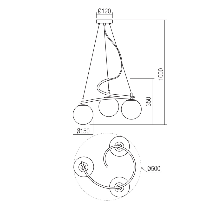 Redo 01-2715 - Luster na sajli VOLLEY 3xE14/28W/230V zlatna