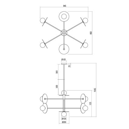 Redo 01-2733 - Viseći luster PLATO 6xG9/10W/230V zlatna