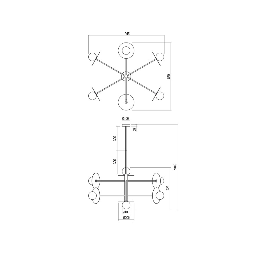 Redo 01-2733 - Viseći luster PLATO 6xG9/10W/230V zlatna