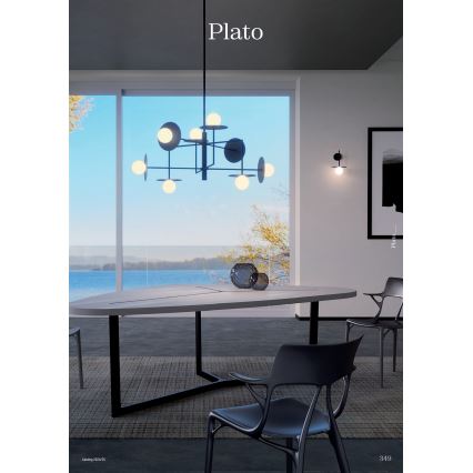 Redo 01-2734 - Viseći luster PLATO 6xG9/10W/230V crna