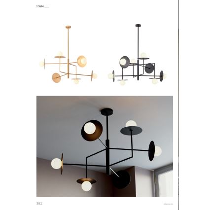 Redo 01-2734 - Viseći luster PLATO 6xG9/10W/230V crna