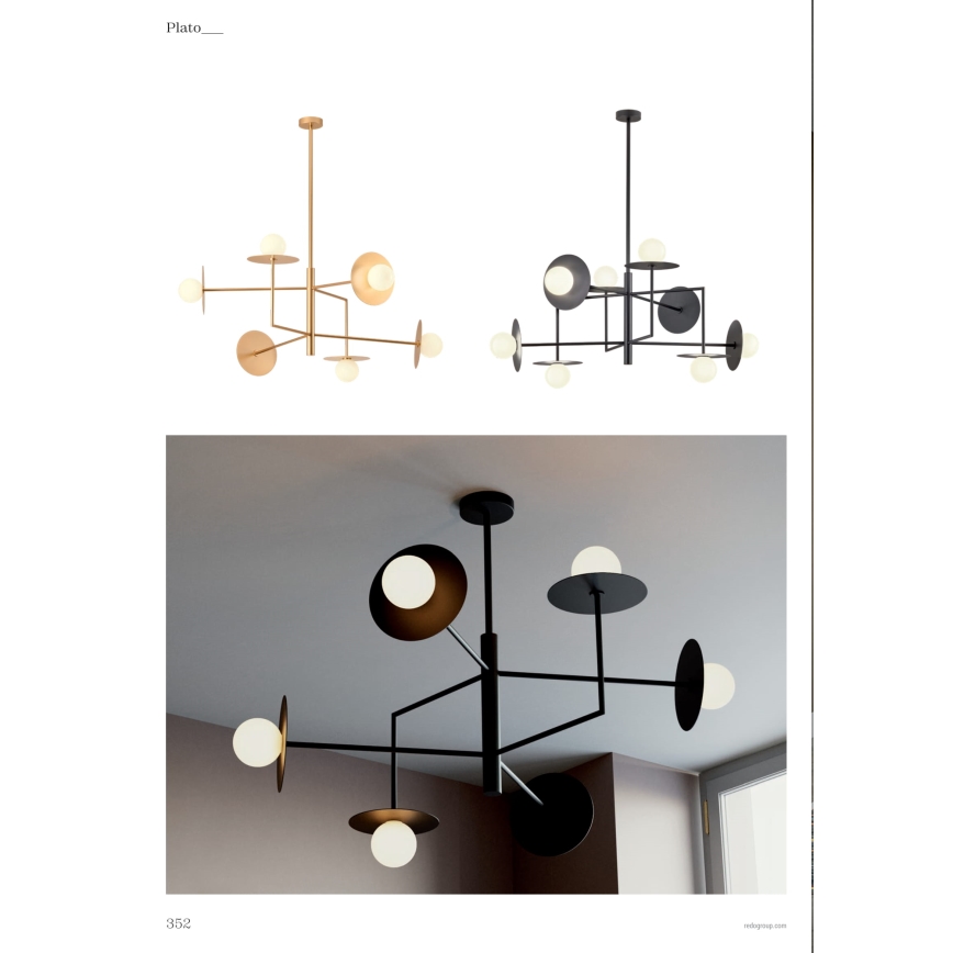 Redo 01-2734 - Viseći luster PLATO 6xG9/10W/230V crna