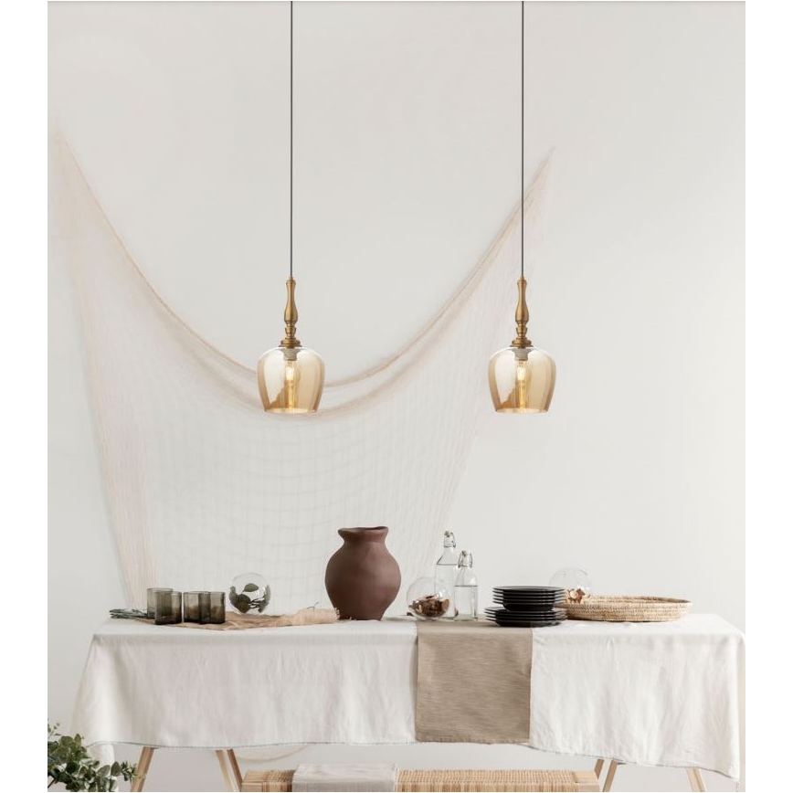 Redo 01-2740 - Luster na sajli TOLL 1xE27/42W/230V brončana