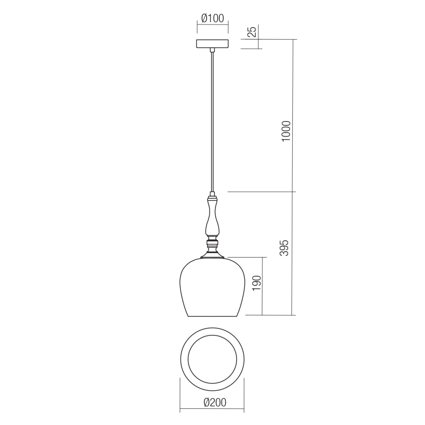 Redo 01-2740 - Luster na sajli TOLL 1xE27/42W/230V brončana