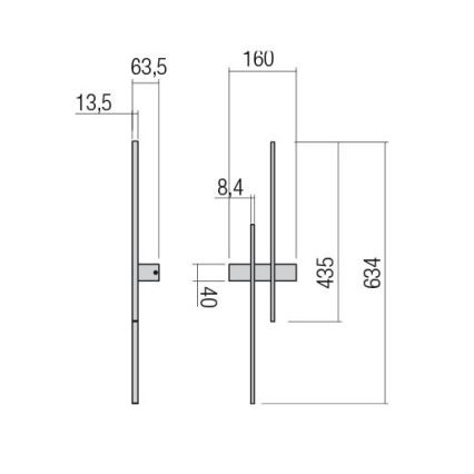 Redo 01-2745 - LED zidna svjetiljka TANGENT LED/13W/230V CRI 90 crna