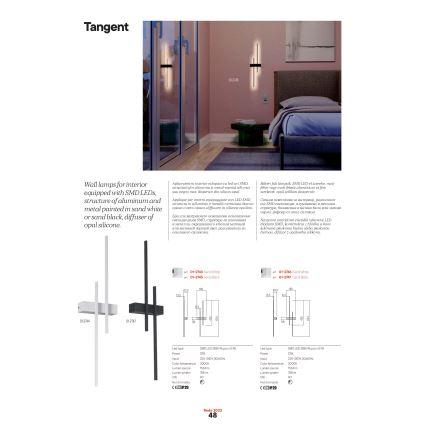 Redo 01-2746 - LED zidna svjetiljka TANGENT LED/13W/230V 3000K 63,4 cm CRI 90 bijela