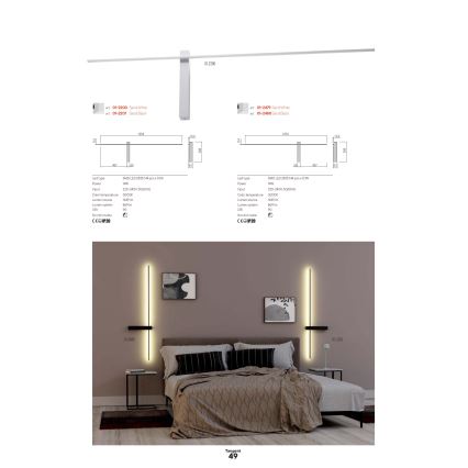 Redo 01-2746 - LED zidna svjetiljka TANGENT LED/13W/230V 3000K 63,4 cm CRI 90 bijela