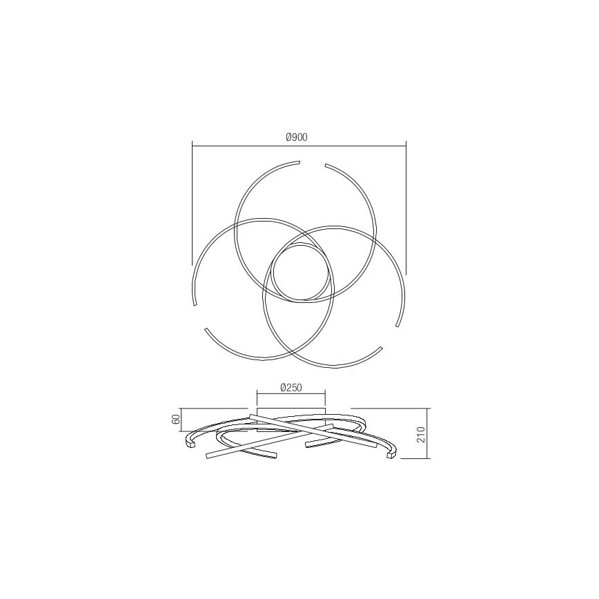 Redo 01-2748 - LED Prigušiva stropna svjetiljka ALIEN LED/75W/230V 3000K pr. 90 cm bijela