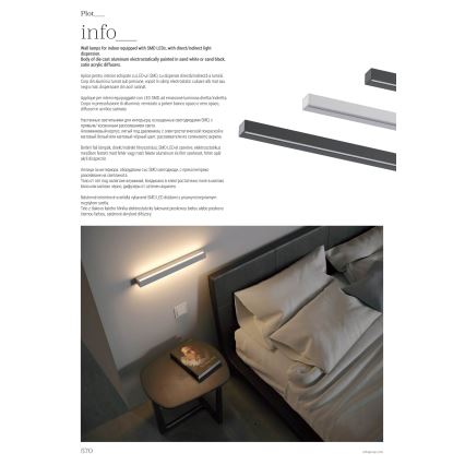 Redo 01-2762 - LED zidna svjetiljka PLOT LED/21W/230V 60 cm bijela
