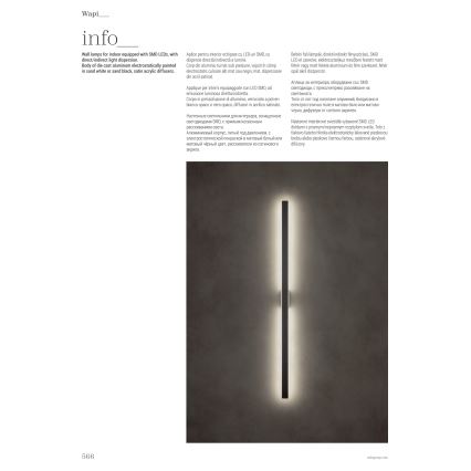 Redo 01-2769 - LED Zidna svjetiljka WAPI LED/23W/230V 90,5 cm crna