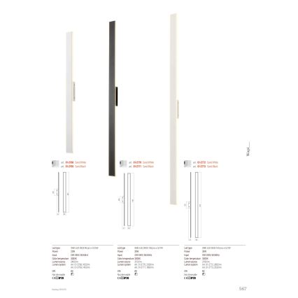 Redo 01-2769 - LED Zidna svjetiljka WAPI LED/23W/230V 90,5 cm crna