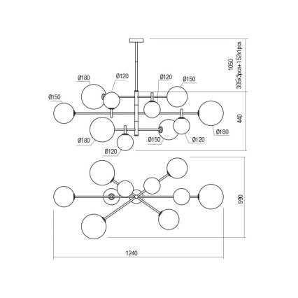 Redo 01-2781 - Viseći luster ROY 10xG9/10W/230V